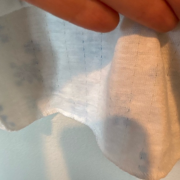 Vntg Excellent Condition Sears White and Blue Patterned Long Sleeve Tee - Picture 6 of 7